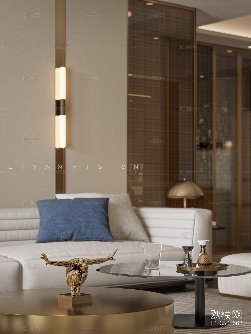 现代大平层效果图下载（渲染图8）