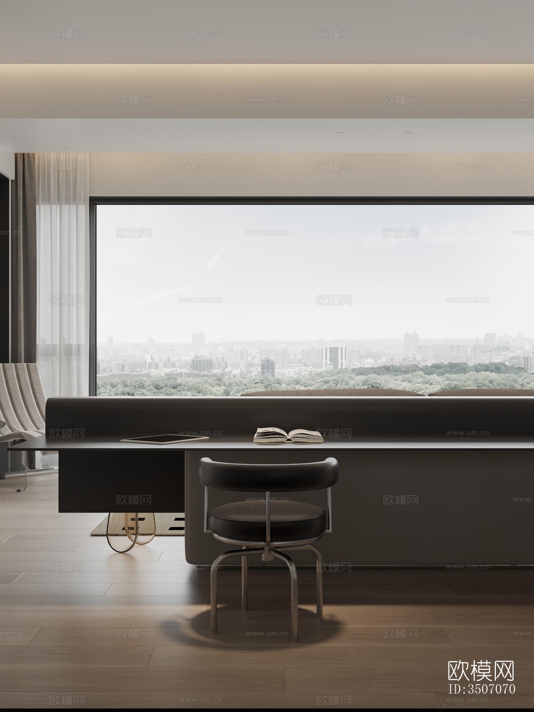 现代大平层效果图下载（渲染图8）