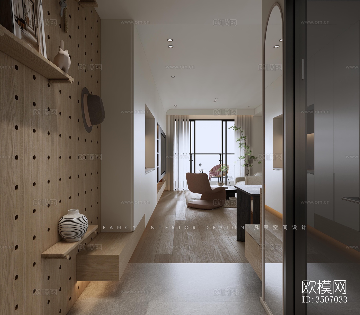 现代大平层效果图下载（渲染图9）