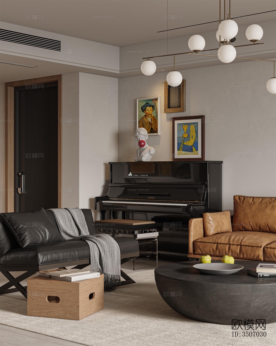 现代大平层效果图下载（渲染图20）