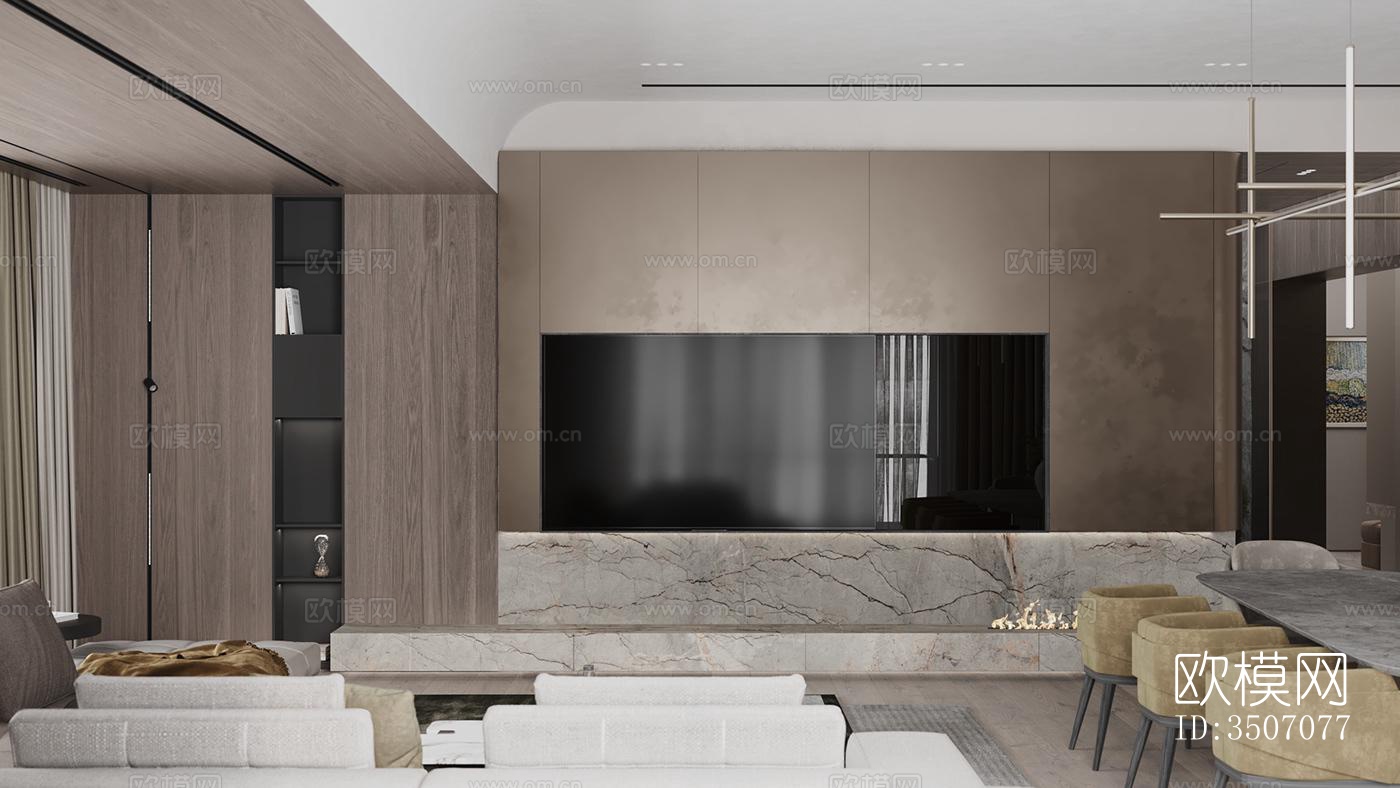 现代大平层效果图下载（渲染图14）