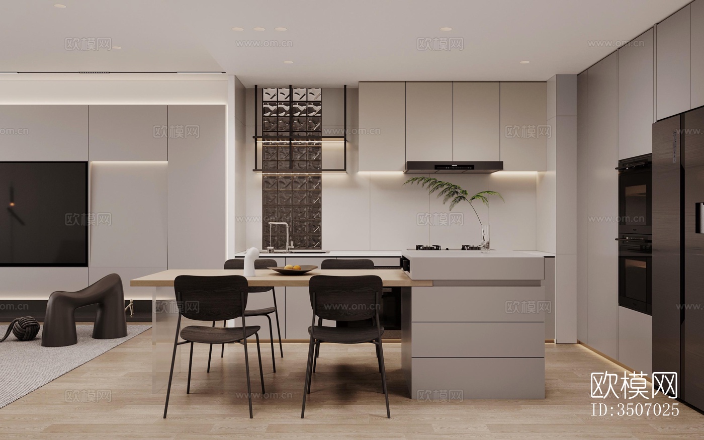 现代大平层效果图下载（渲染图14）