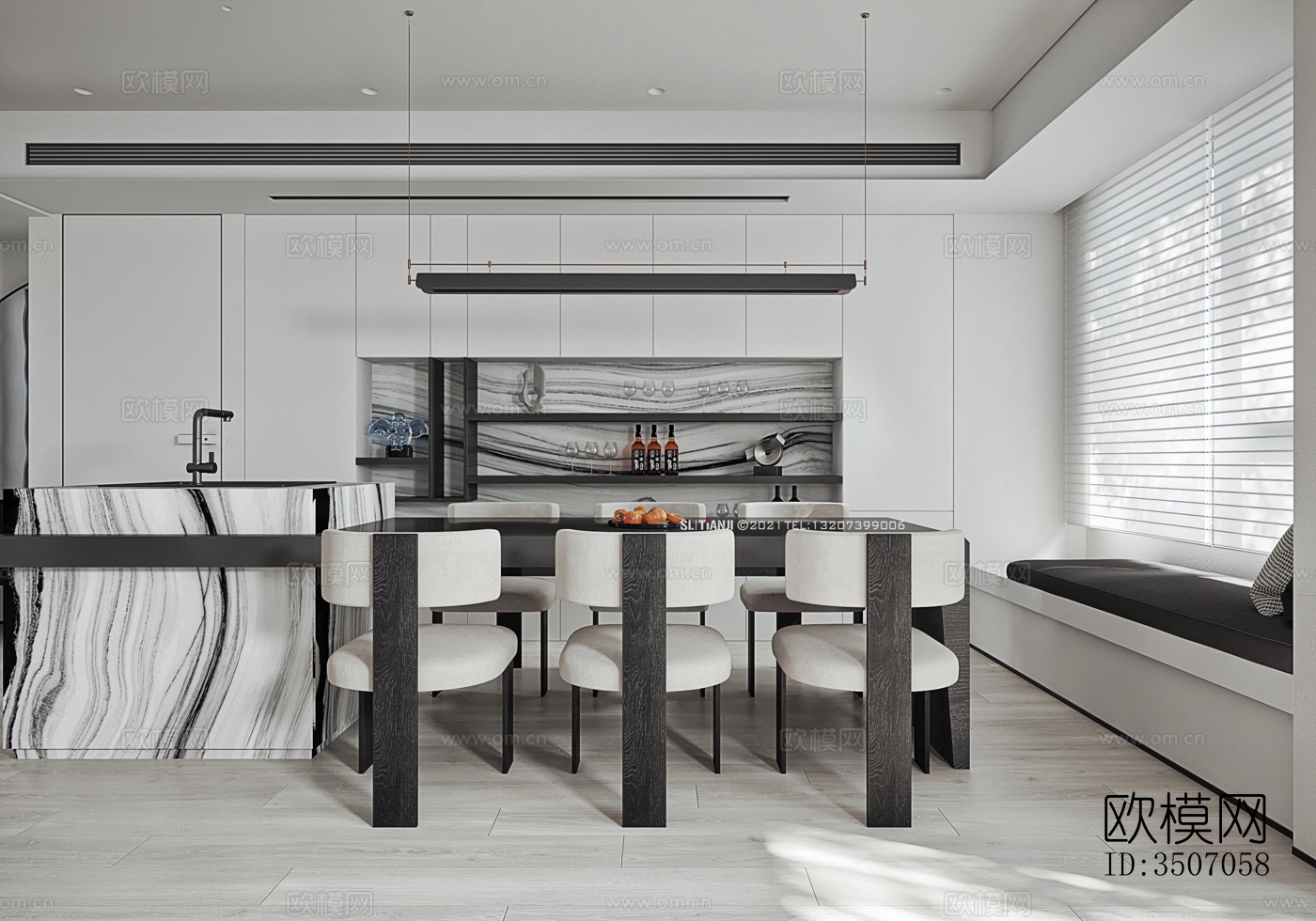 现代大平层效果图下载（渲染图19）