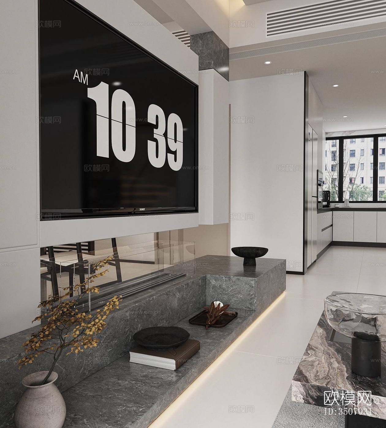 现代大平层效果图下载（渲染图8）