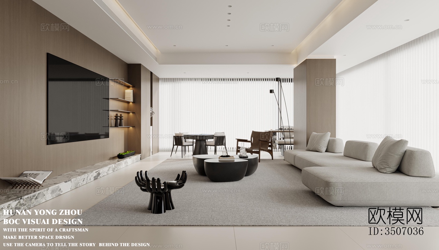 现代大平层效果图下载（渲染图11）