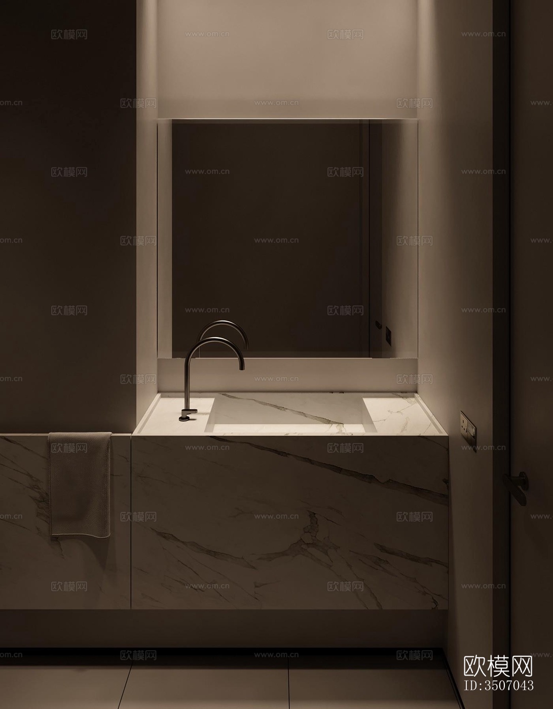 现代大平层效果图下载（渲染图1）