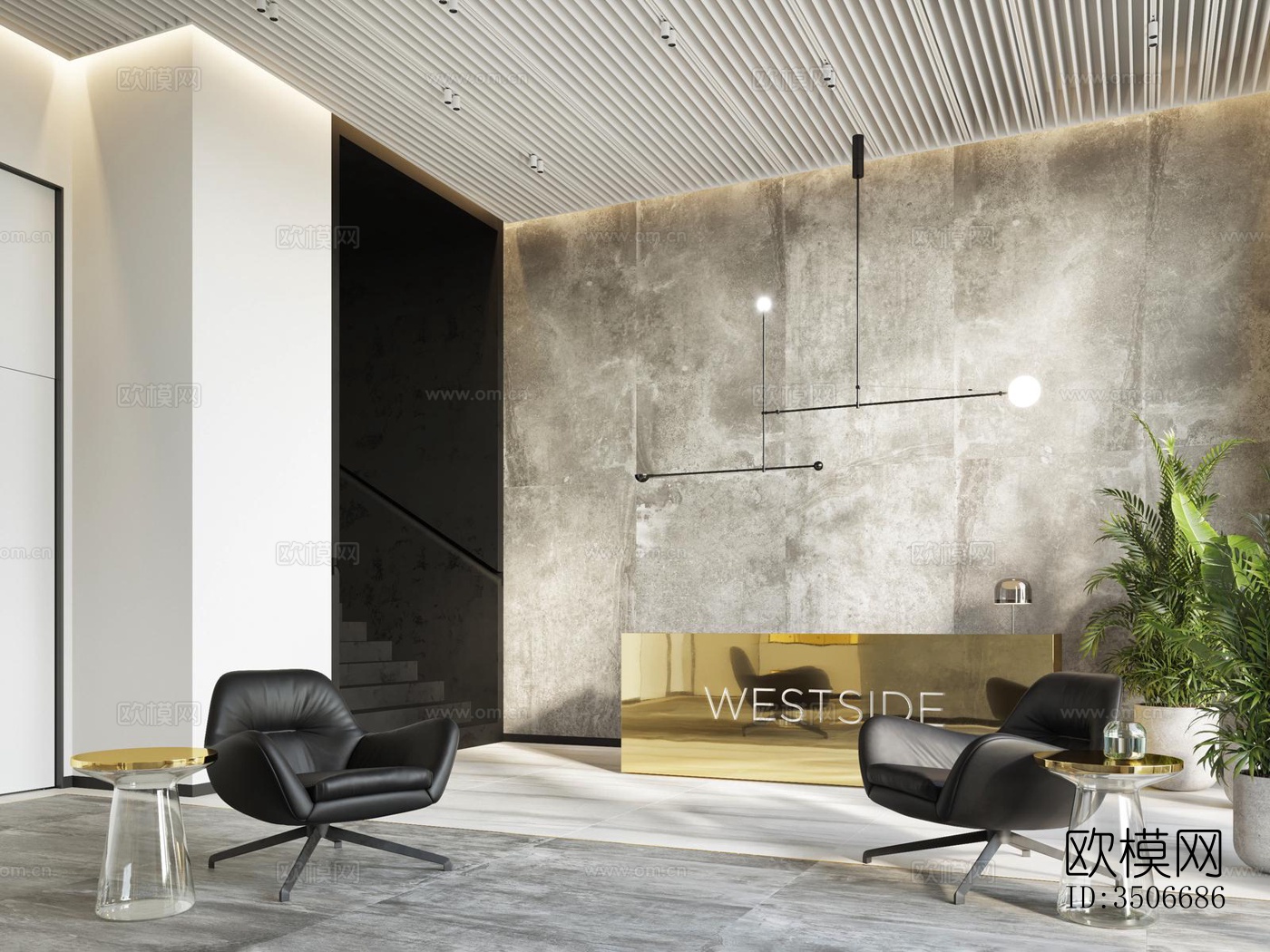 现代售楼处效果图下载（渲染图1）