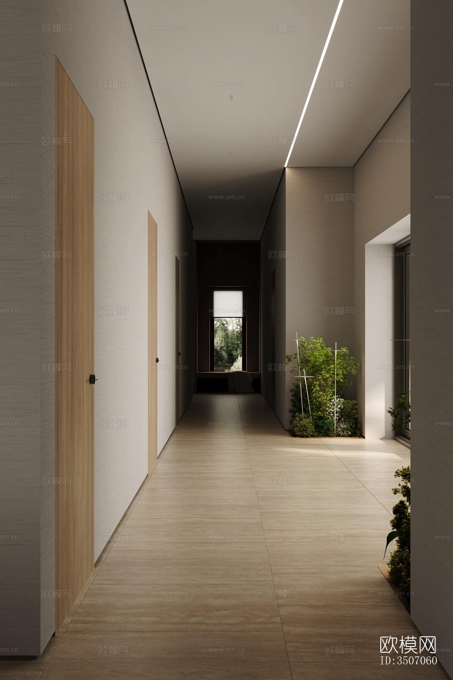 现代大平层效果图下载（渲染图1）