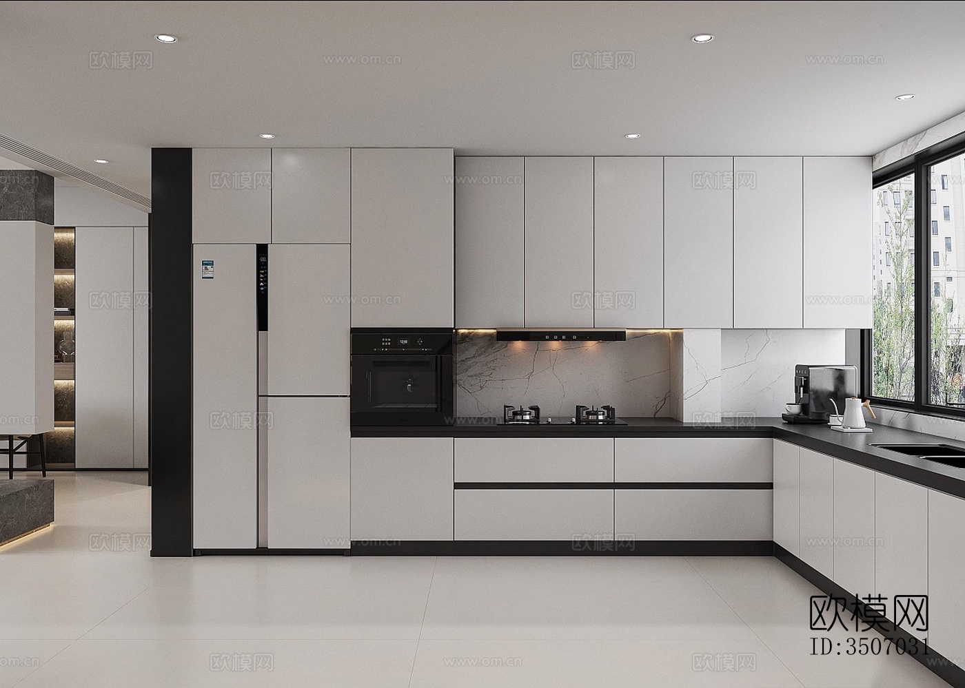 现代大平层效果图下载（渲染图4）