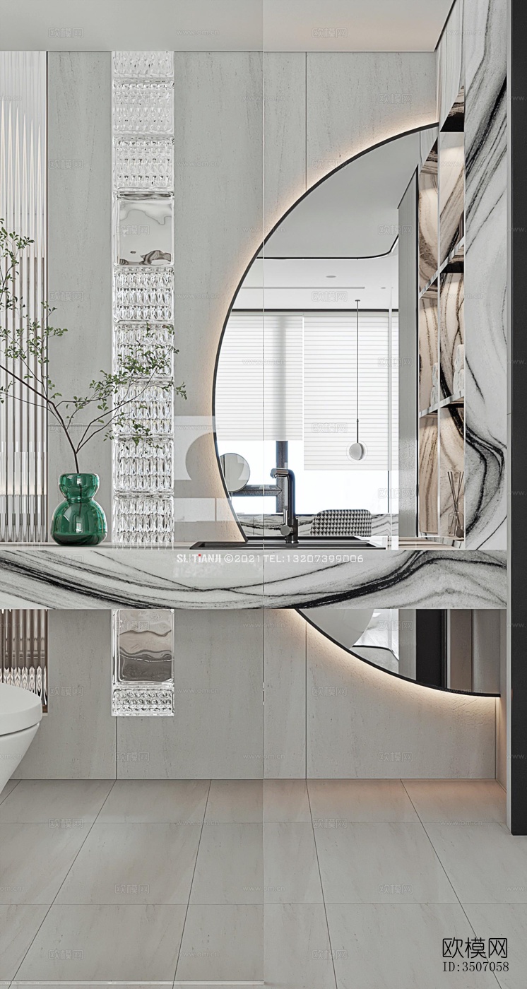 现代大平层效果图下载（渲染图7）