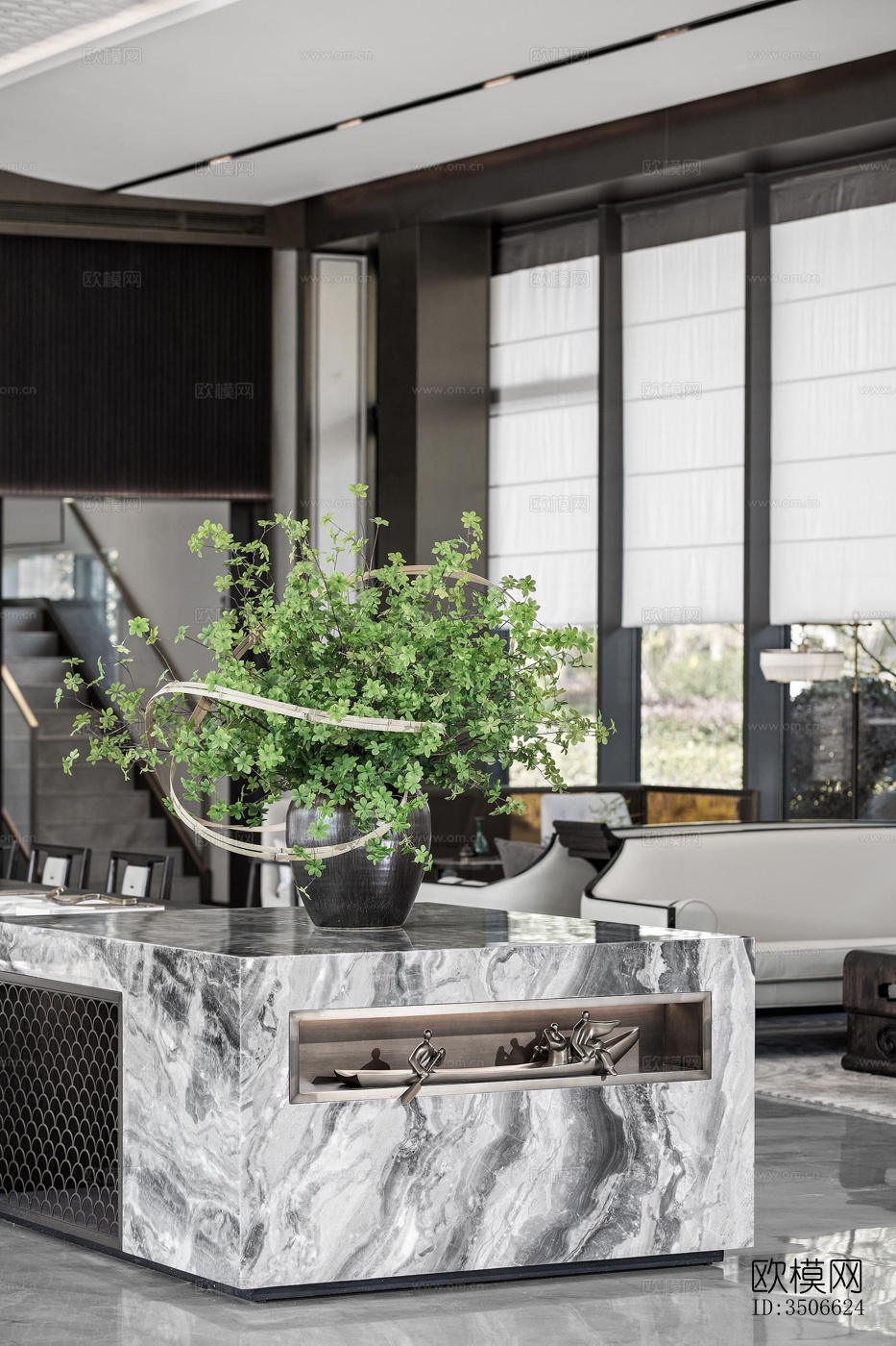 新中式售楼处效果图下载（渲染图12）