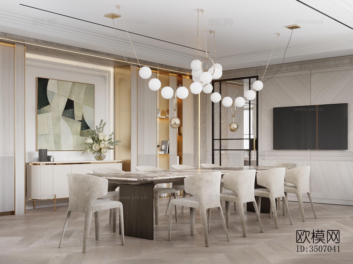 现代大平层效果图下载（渲染图4）