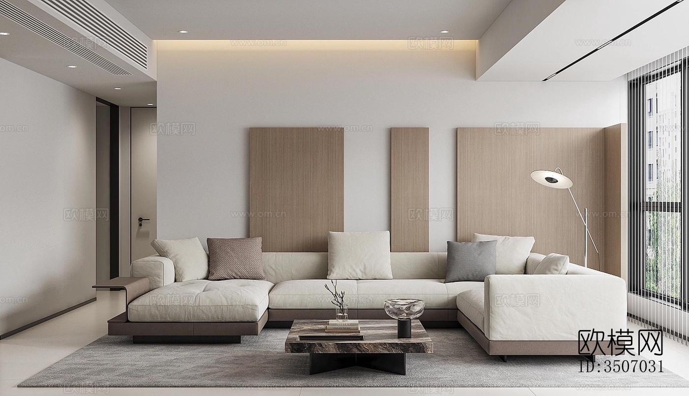 现代大平层效果图下载（渲染图6）