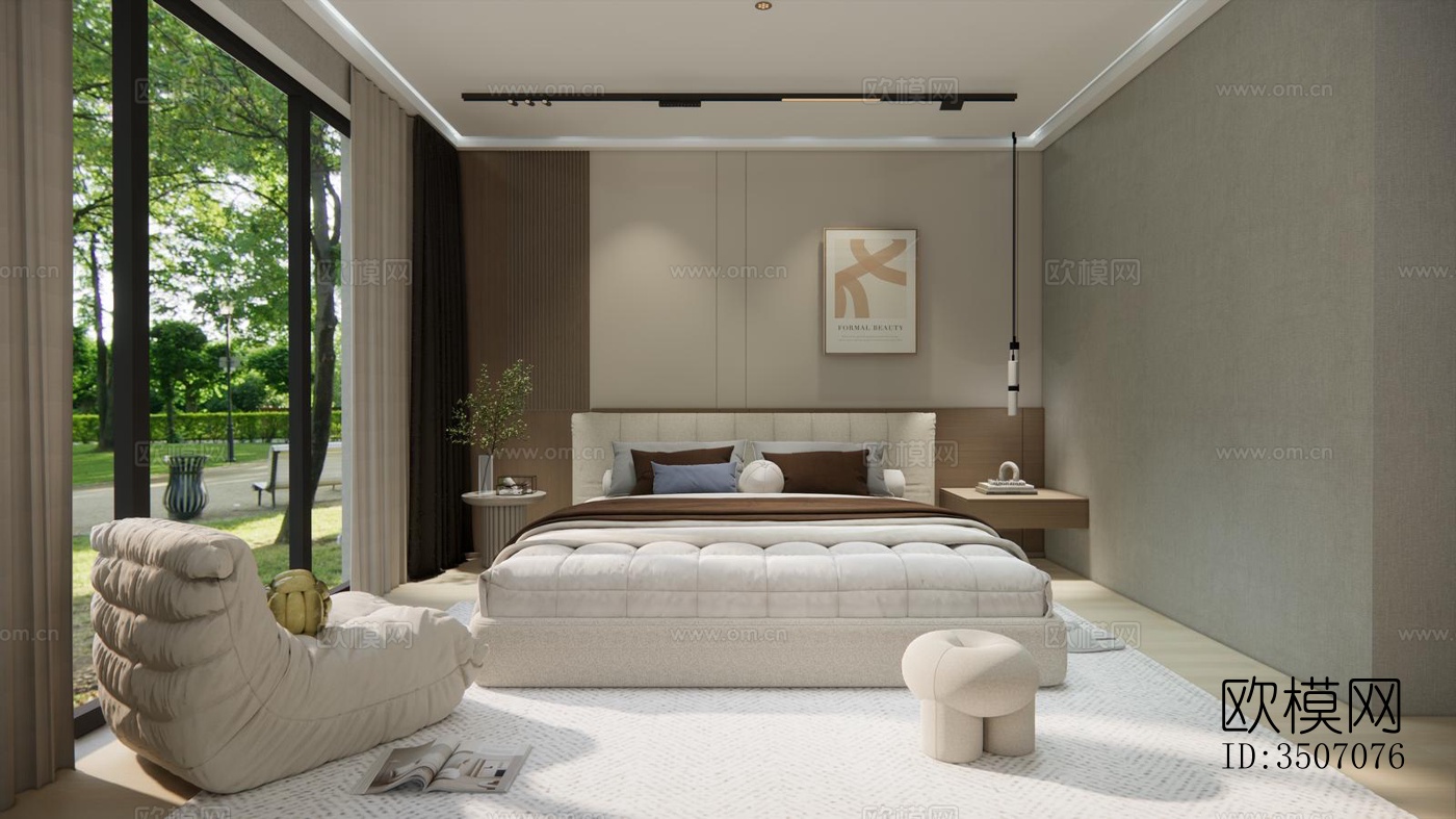 现代大平层效果图下载（渲染图5）