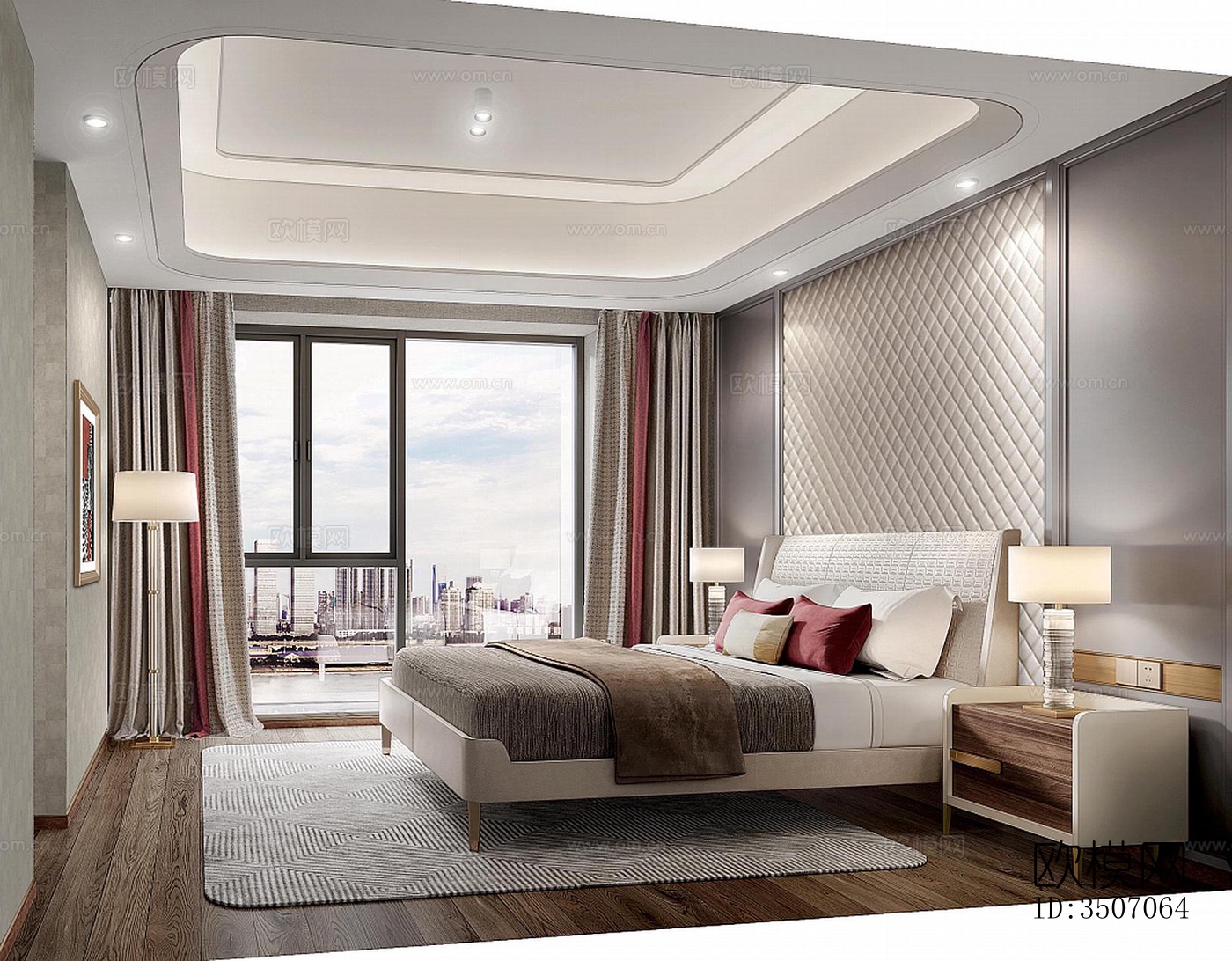 现代大平层效果图下载（渲染图1）