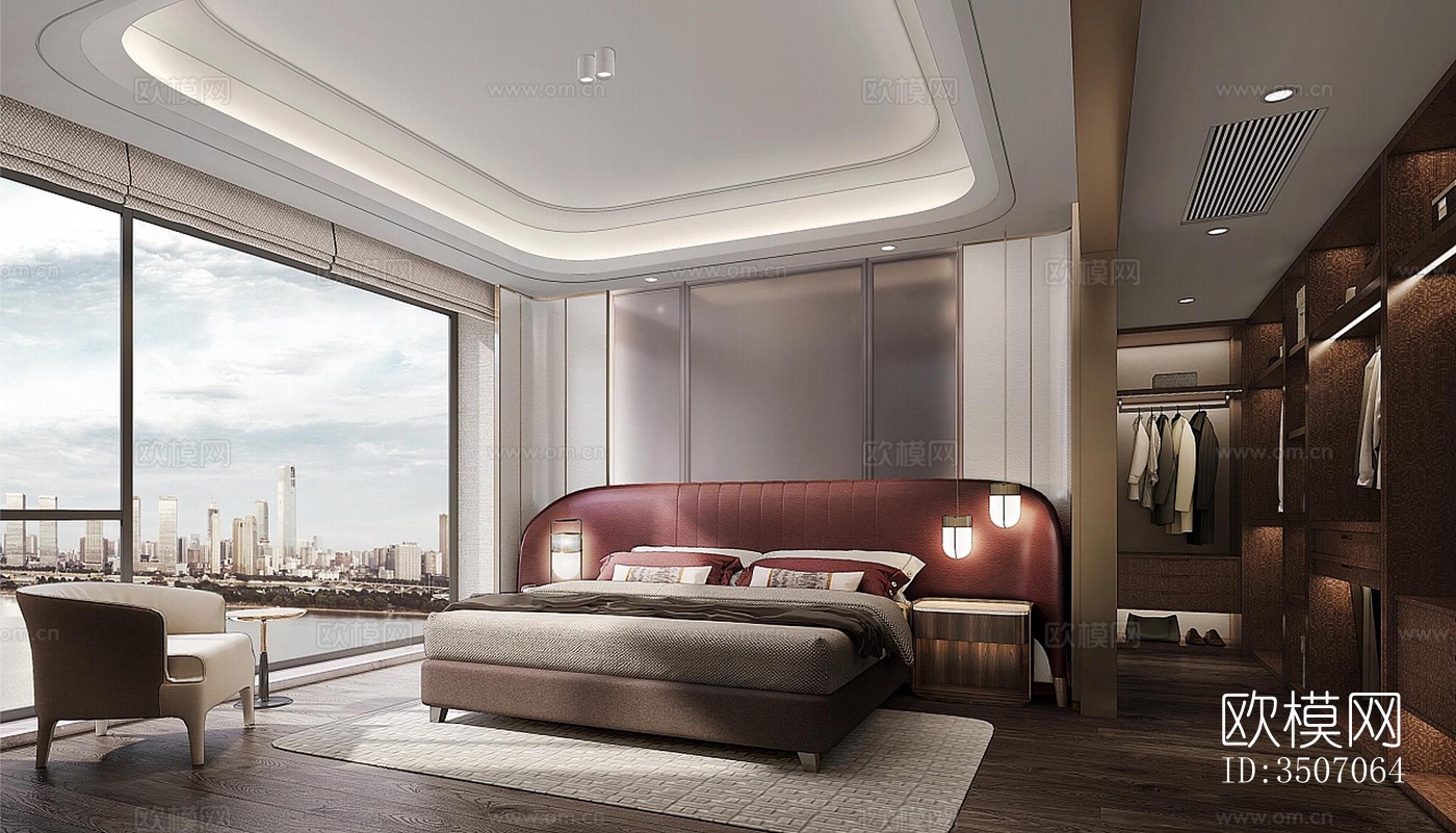 现代大平层效果图下载（渲染图2）