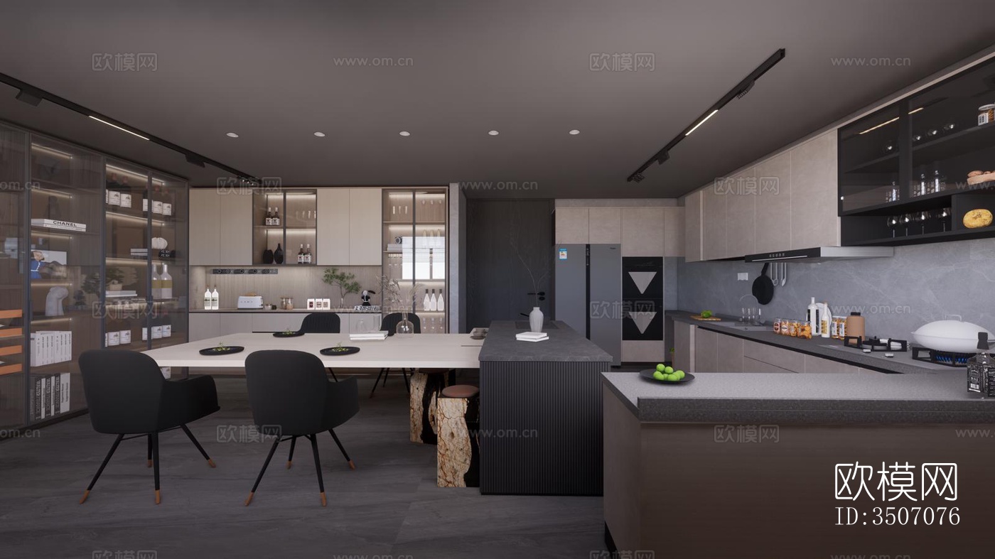 现代大平层效果图下载（渲染图6）