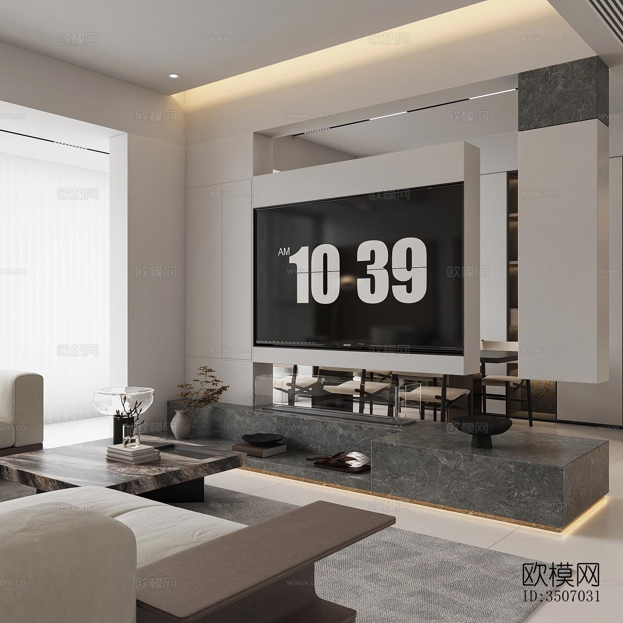 现代大平层效果图下载（渲染图5）