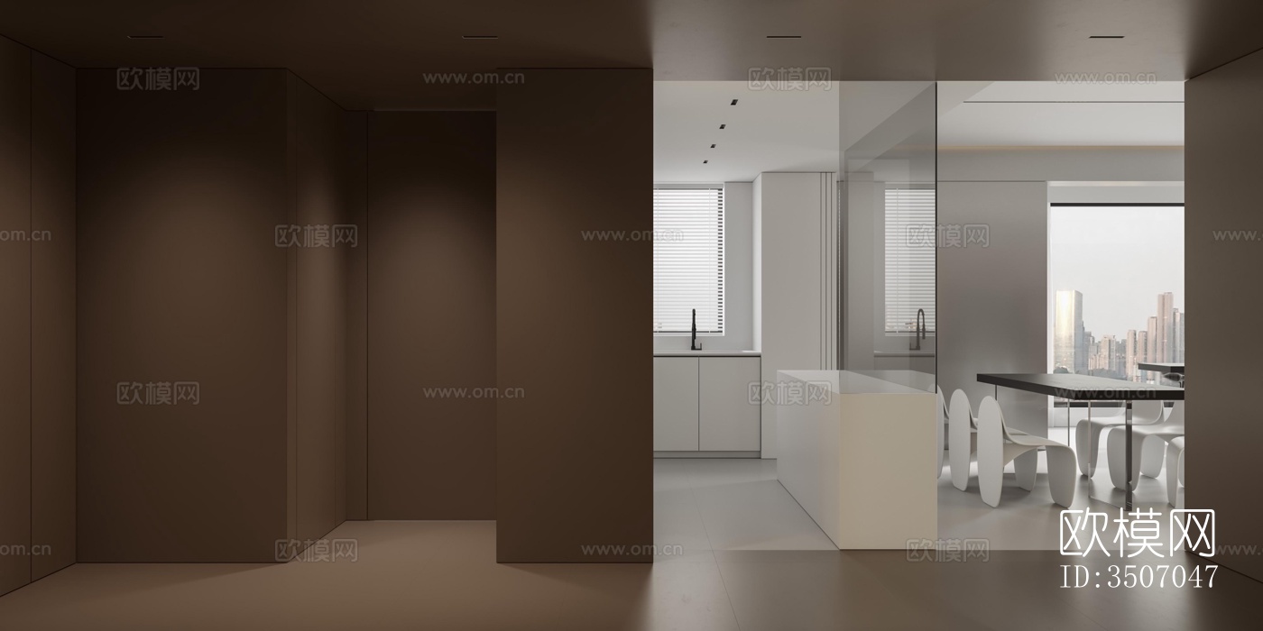 现代大平层效果图下载（渲染图14）