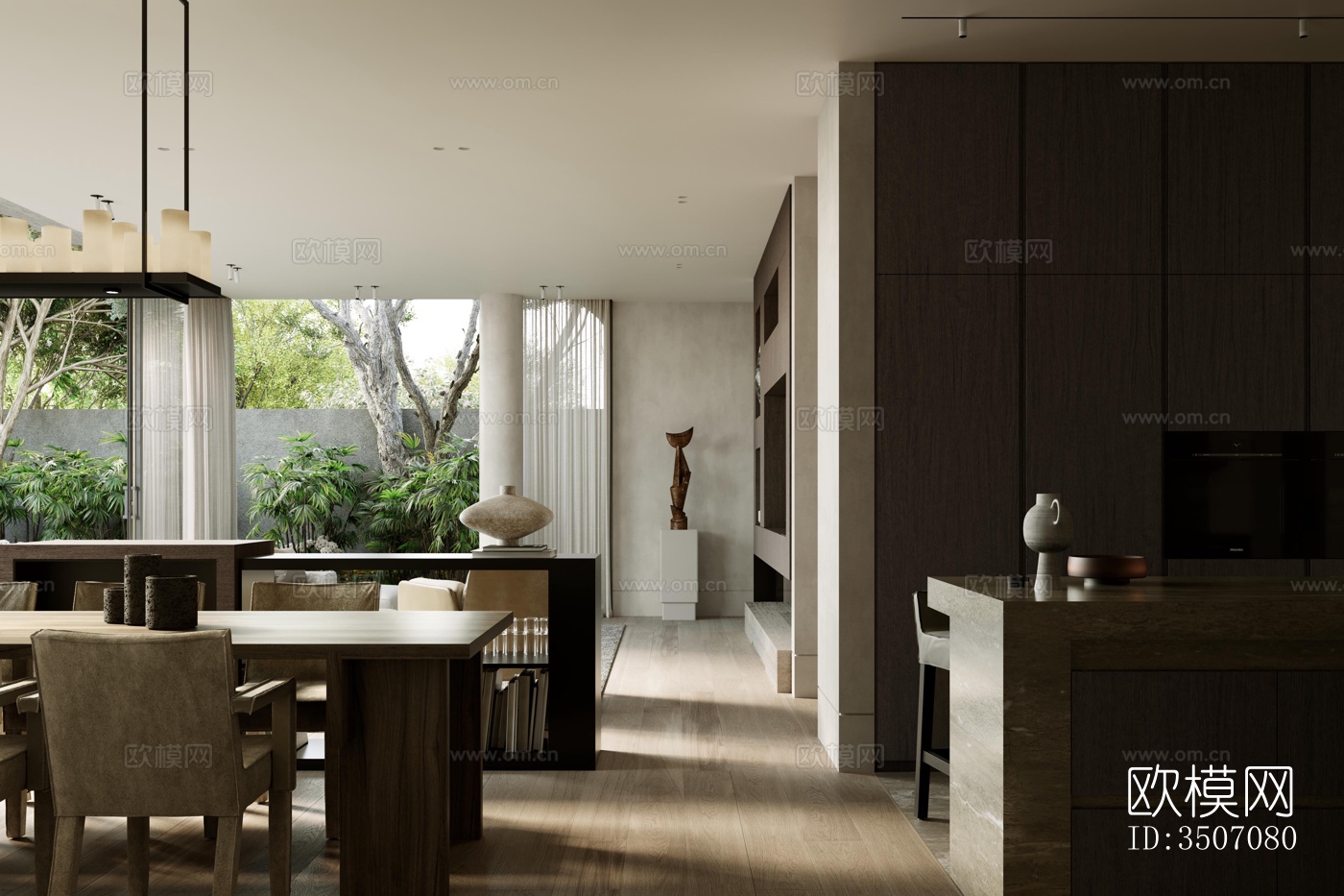 现代大平层效果图下载（渲染图10）