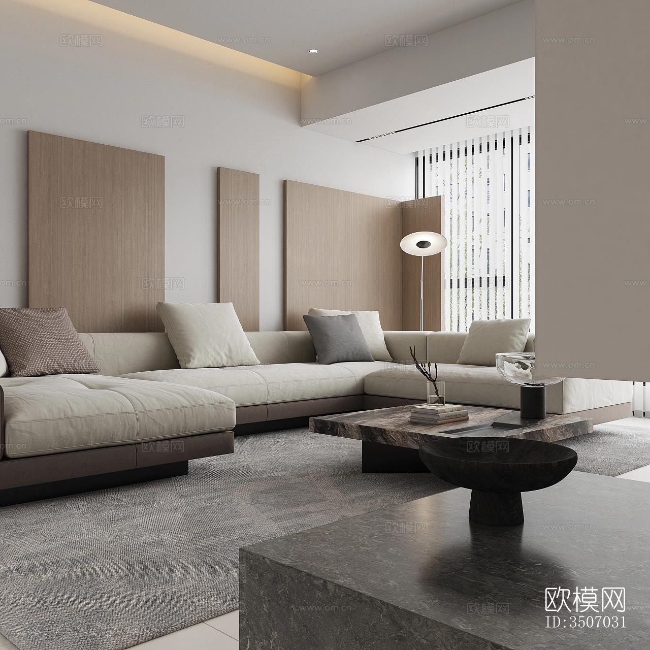 现代大平层效果图下载（渲染图2）