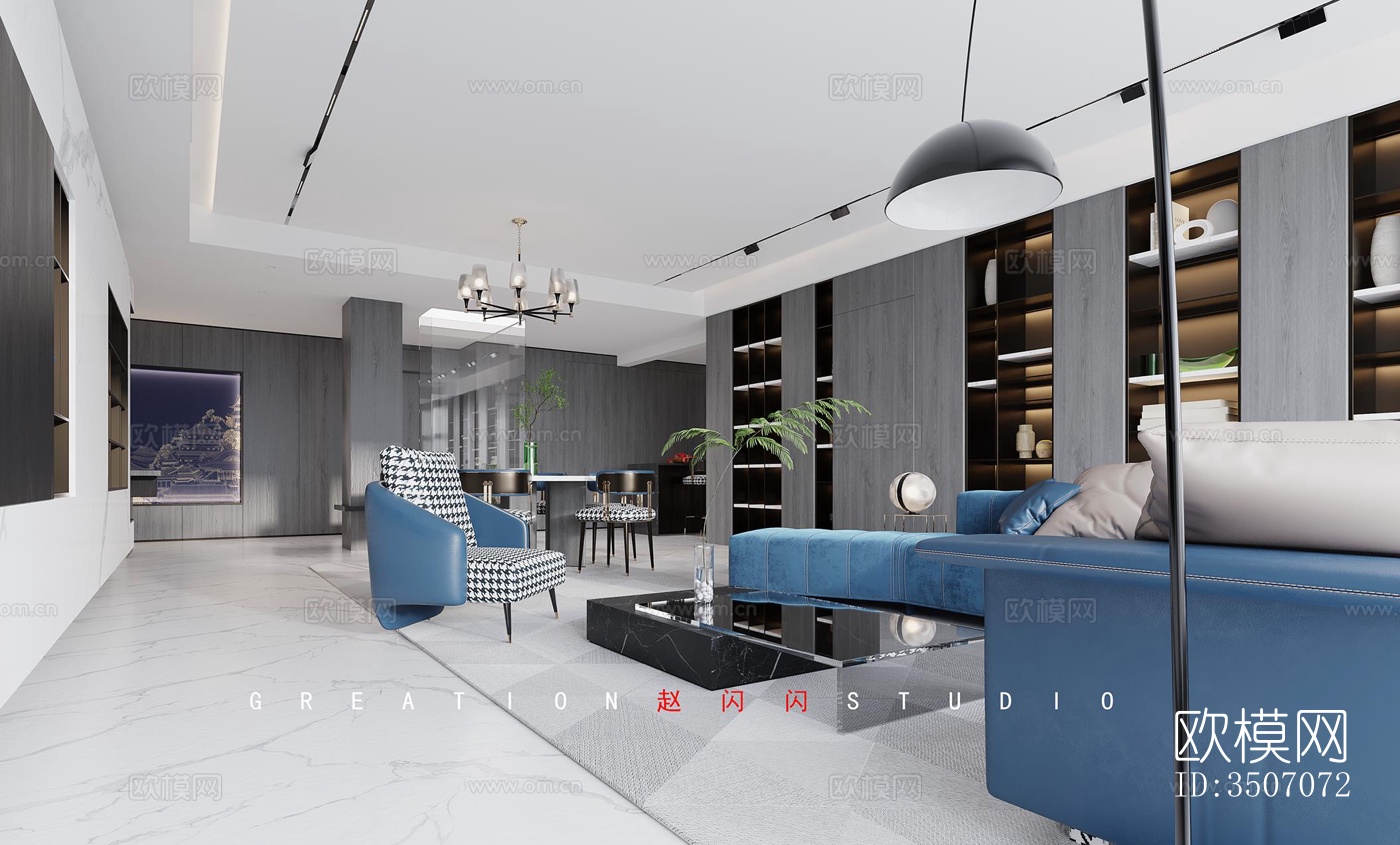 现代大平层效果图下载（渲染图5）