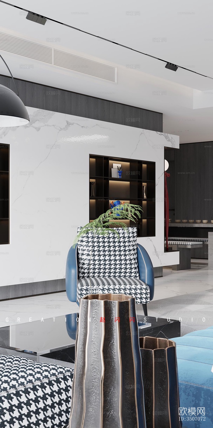 现代大平层效果图下载（渲染图10）