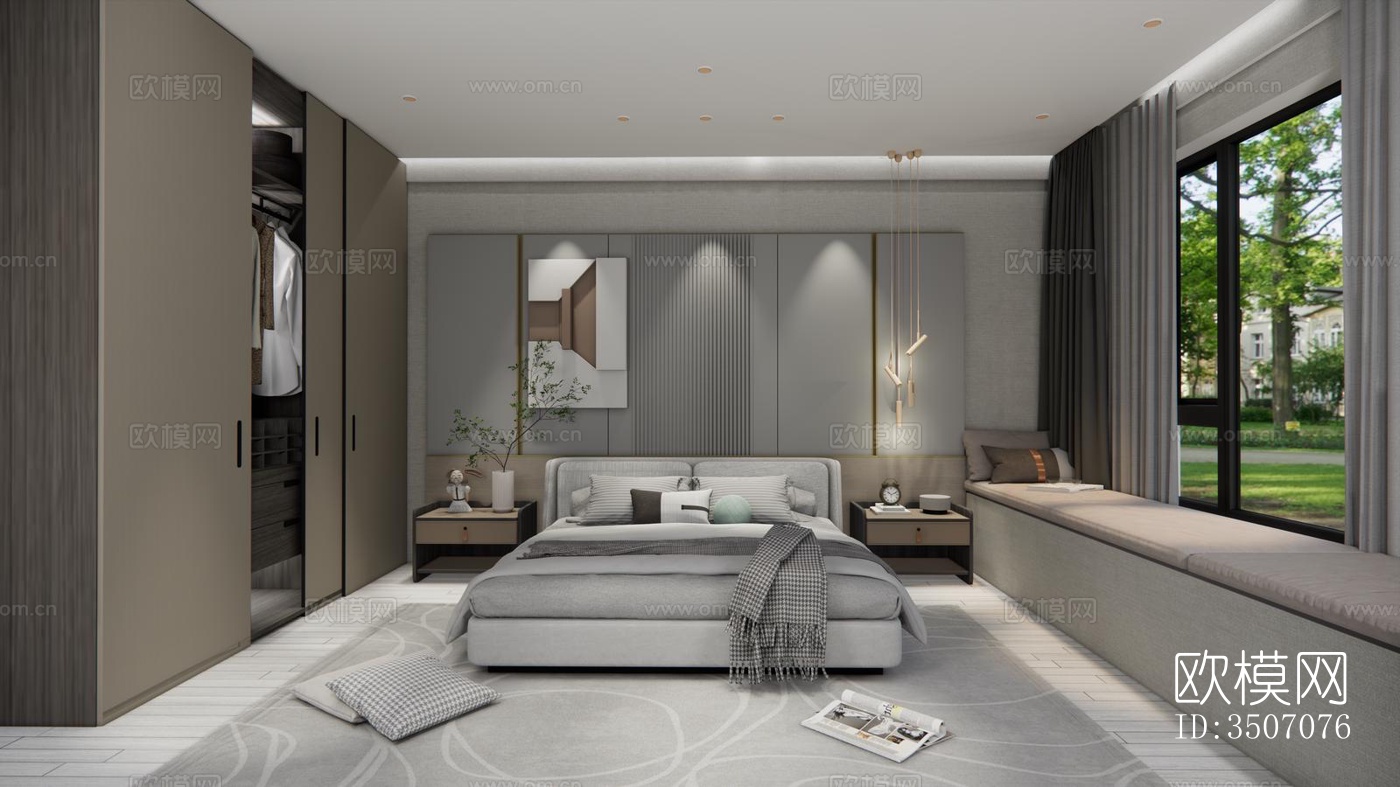 现代大平层效果图下载（渲染图2）