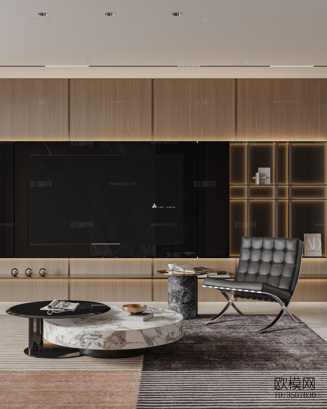 现代大平层效果图下载（渲染图6）