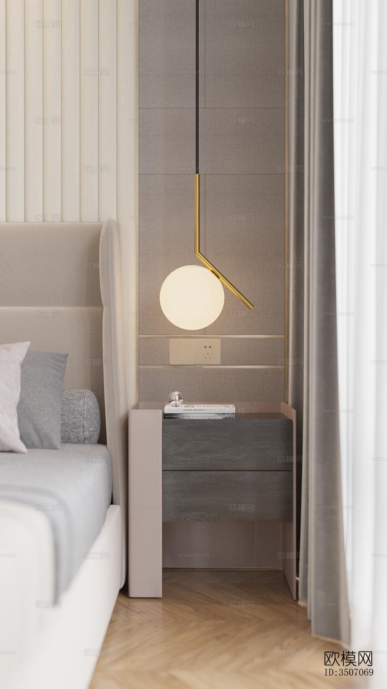 现代大平层效果图下载（渲染图9）