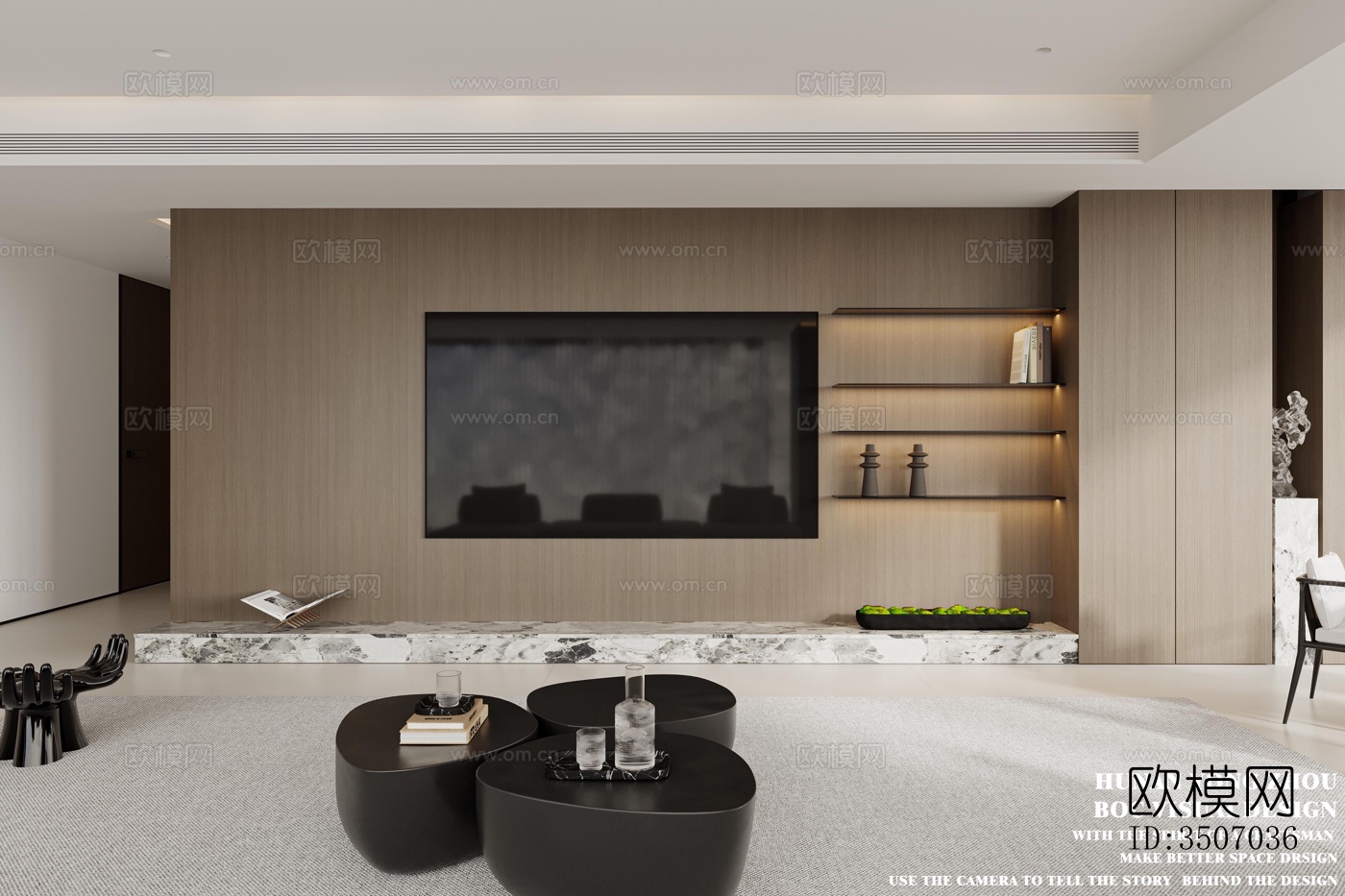 现代大平层效果图下载（渲染图12）