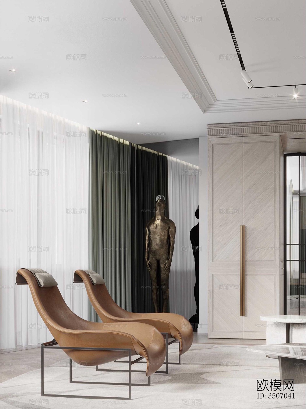 现代大平层效果图下载（渲染图16）