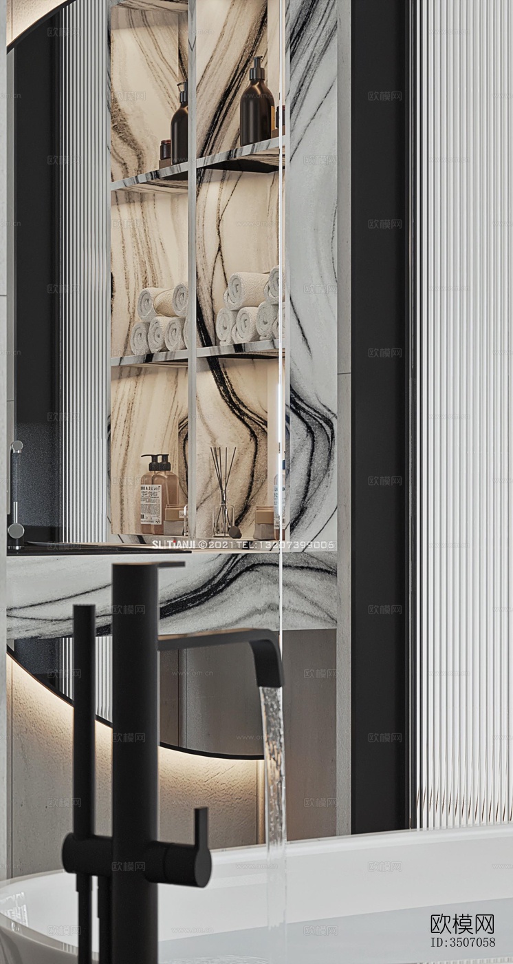 现代大平层效果图下载（渲染图9）