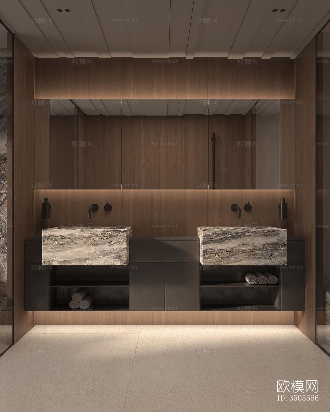 现代大平层效果图下载（渲染图1）