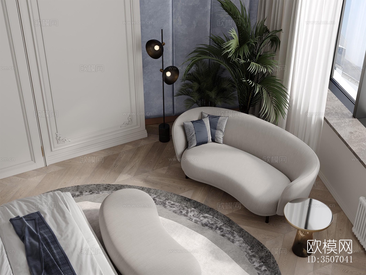 现代大平层效果图下载（渲染图9）