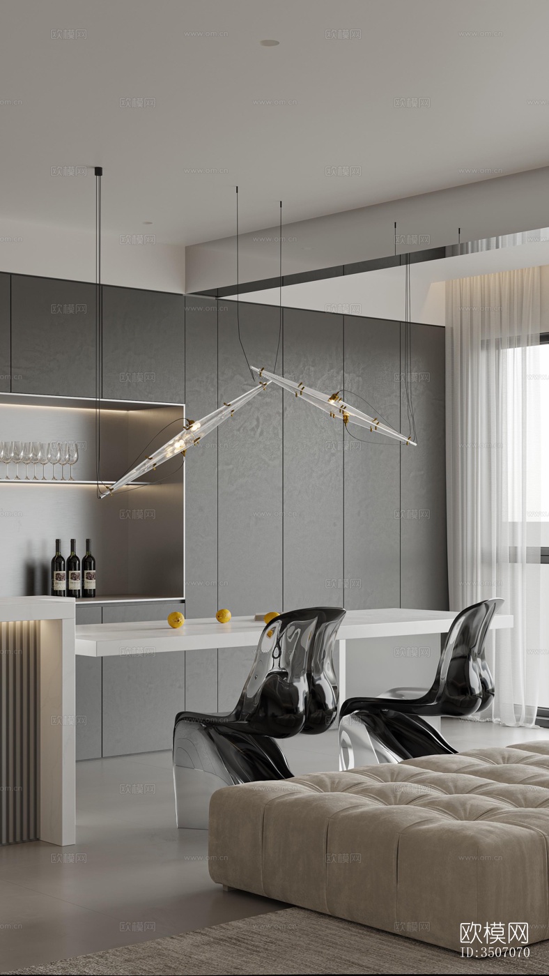 现代大平层效果图下载（渲染图17）