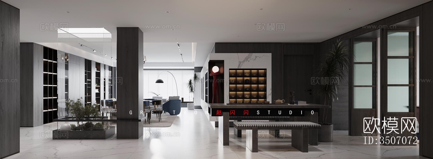 现代大平层效果图下载（渲染图4）