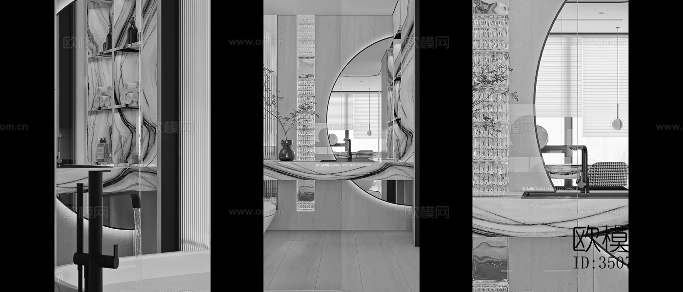 现代大平层效果图下载（渲染图6）