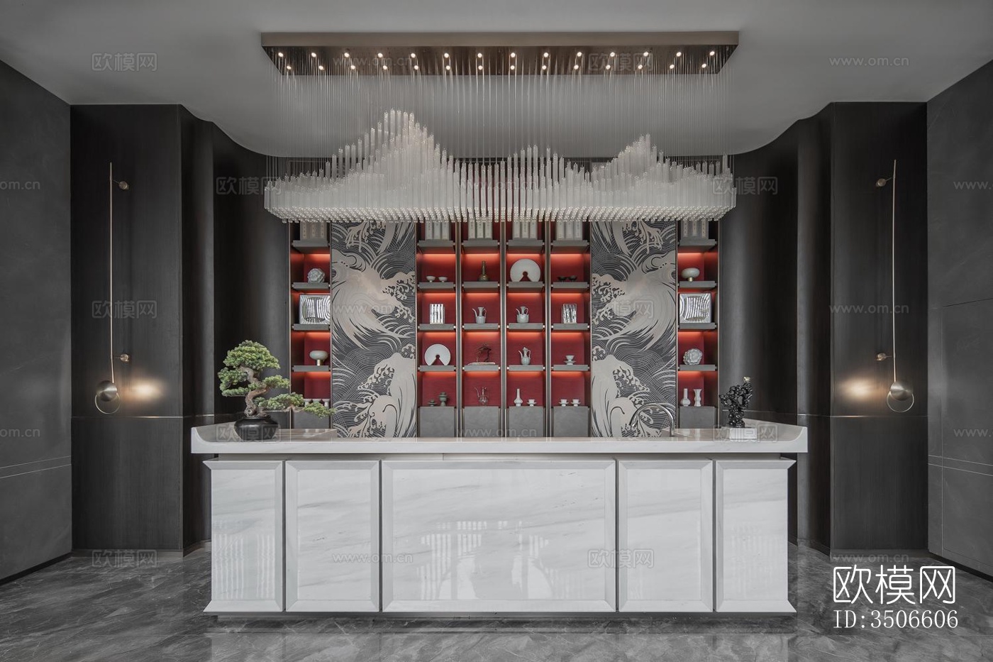 新中式售楼处效果图下载（渲染图2）