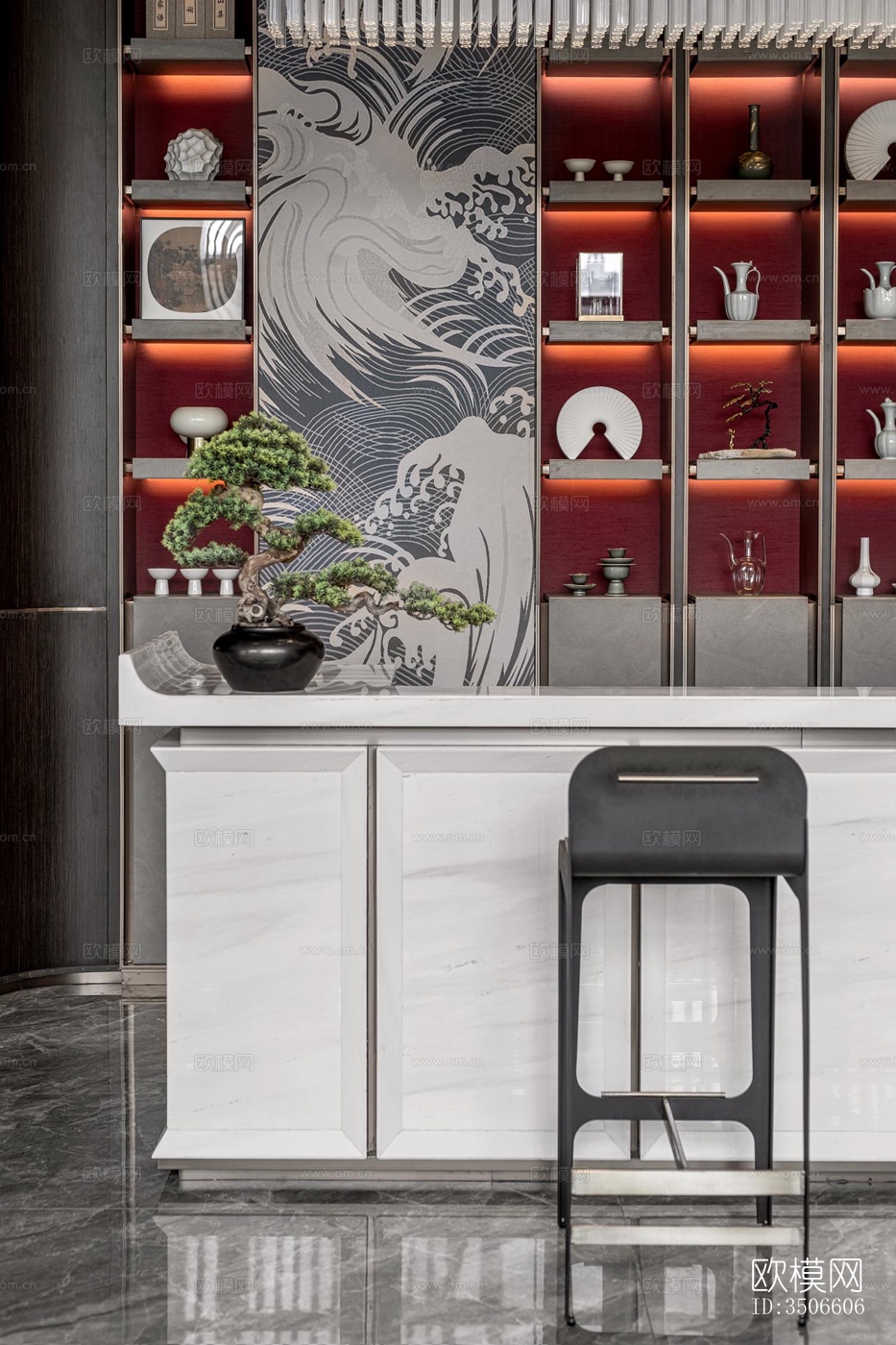 新中式售楼处效果图下载（渲染图12）