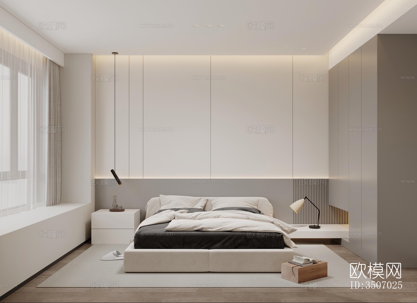 现代大平层效果图下载（渲染图3）