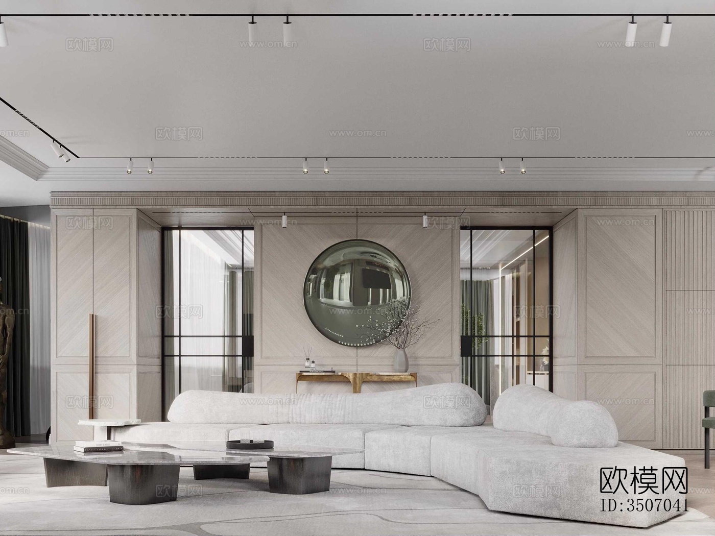 现代大平层效果图下载（渲染图12）