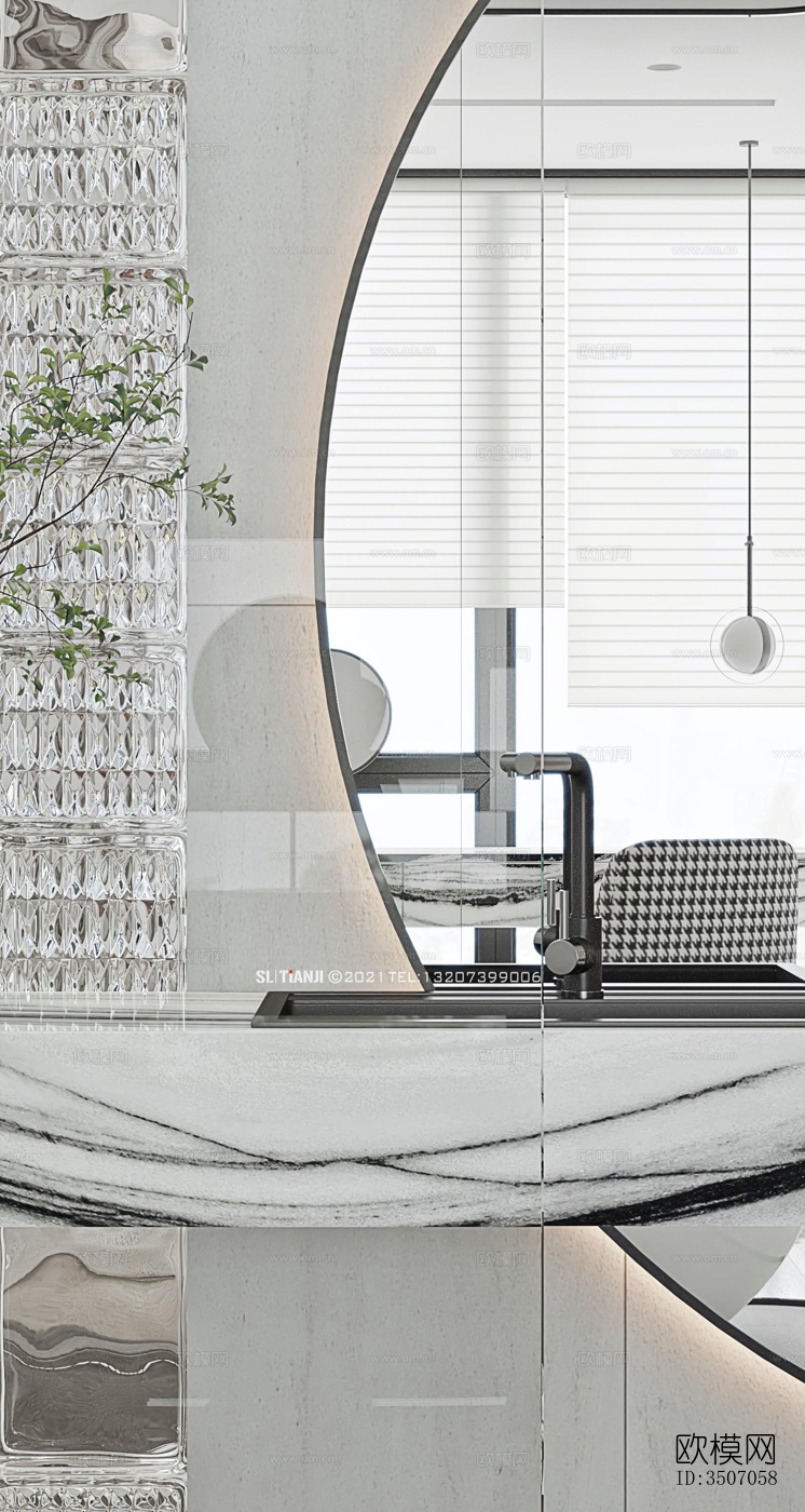 现代大平层效果图下载（渲染图8）