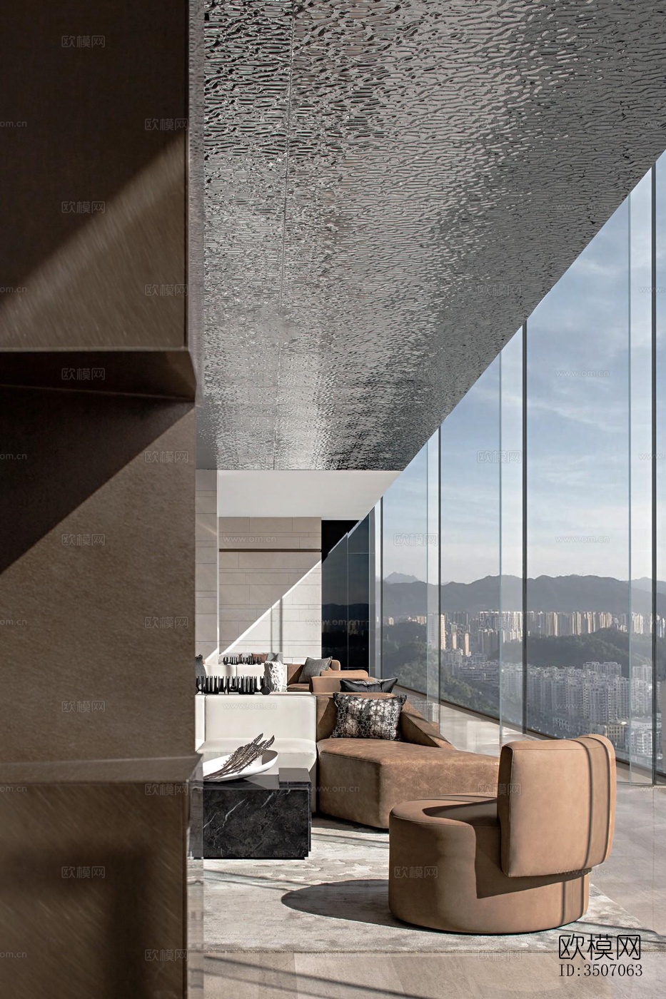 现代大平层效果图下载（渲染图12）