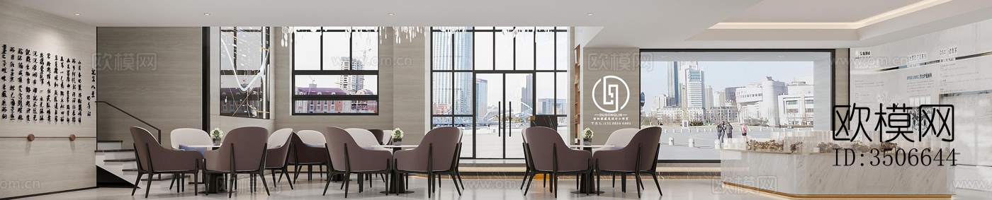 现代售楼处效果图下载（渲染图1）