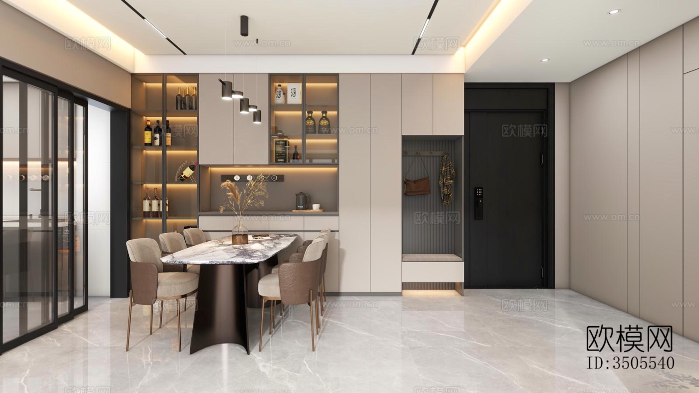 现代大平层效果图下载（渲染图8）