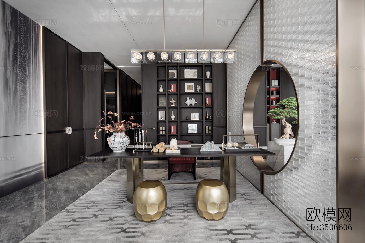 新中式售楼处效果图下载（渲染图3）