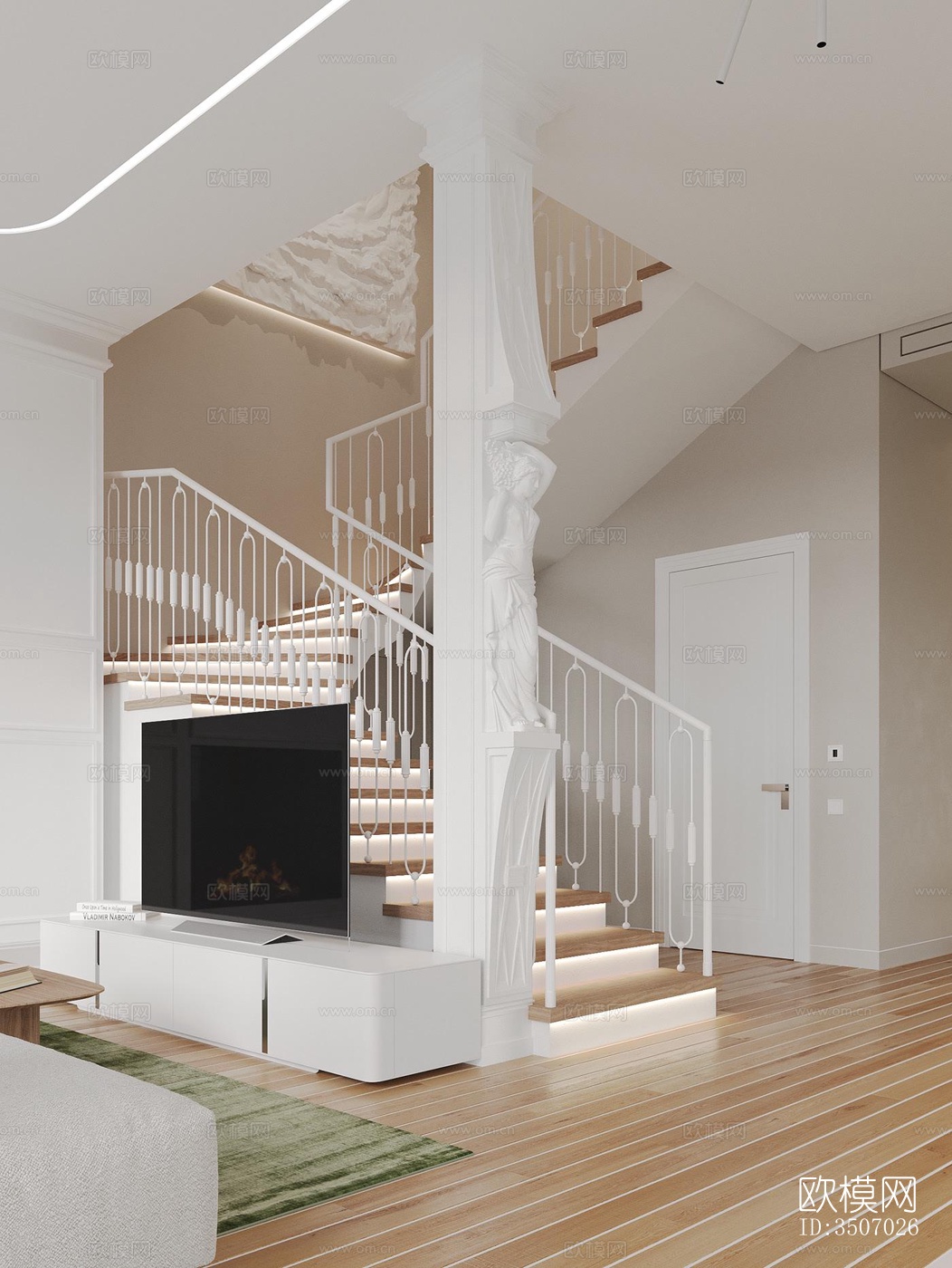 现代大平层效果图下载（渲染图14）