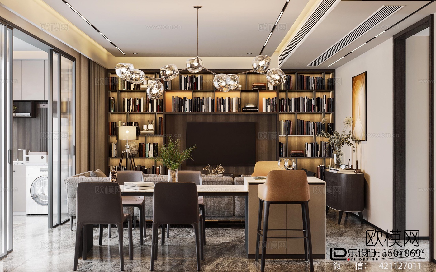 现代大平层效果图下载（渲染图13）