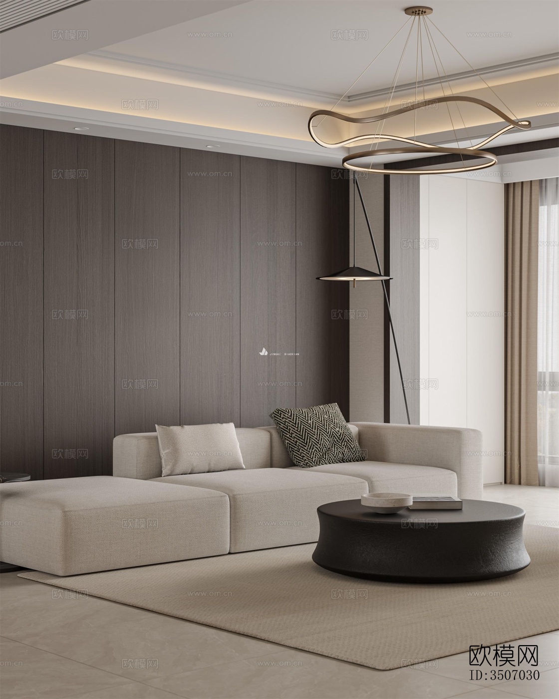 现代大平层效果图下载（渲染图15）